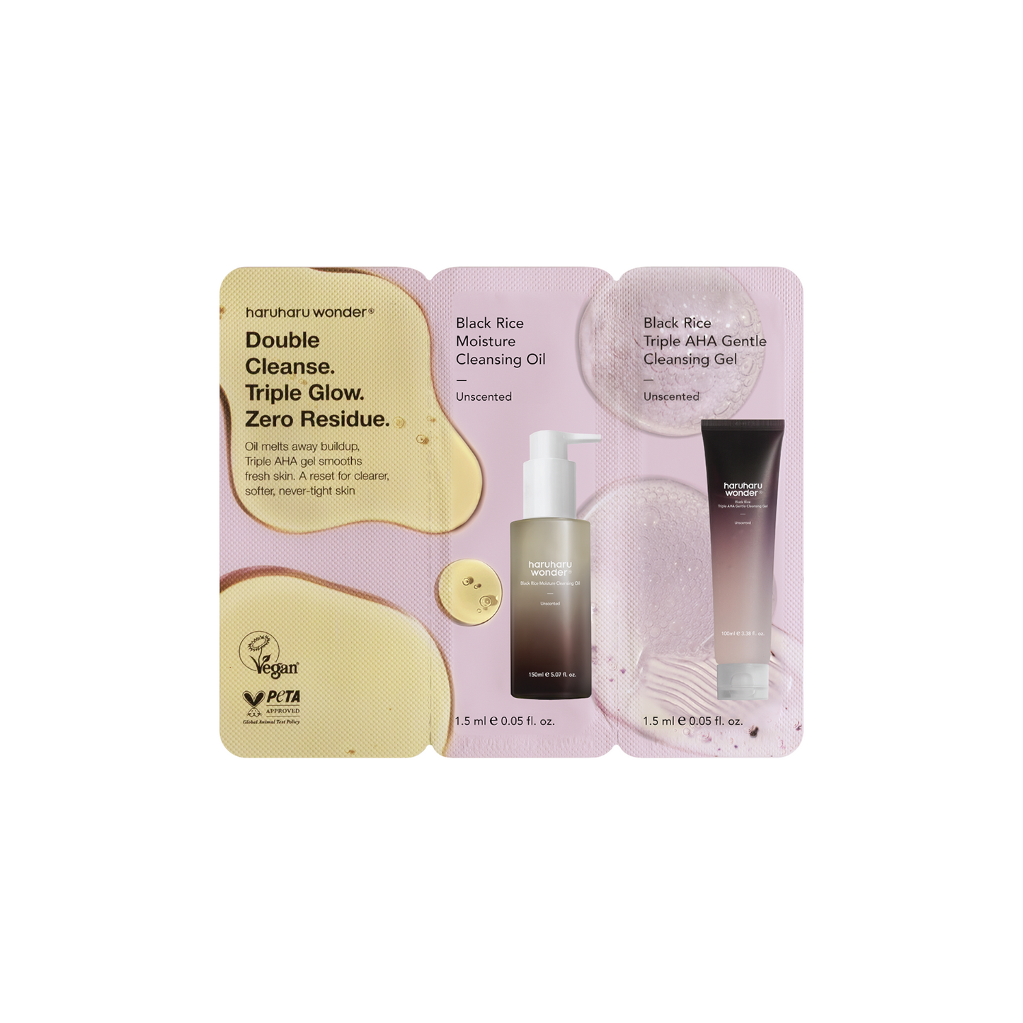 Black Rice Cleansing Oil. AHA Gel Duo