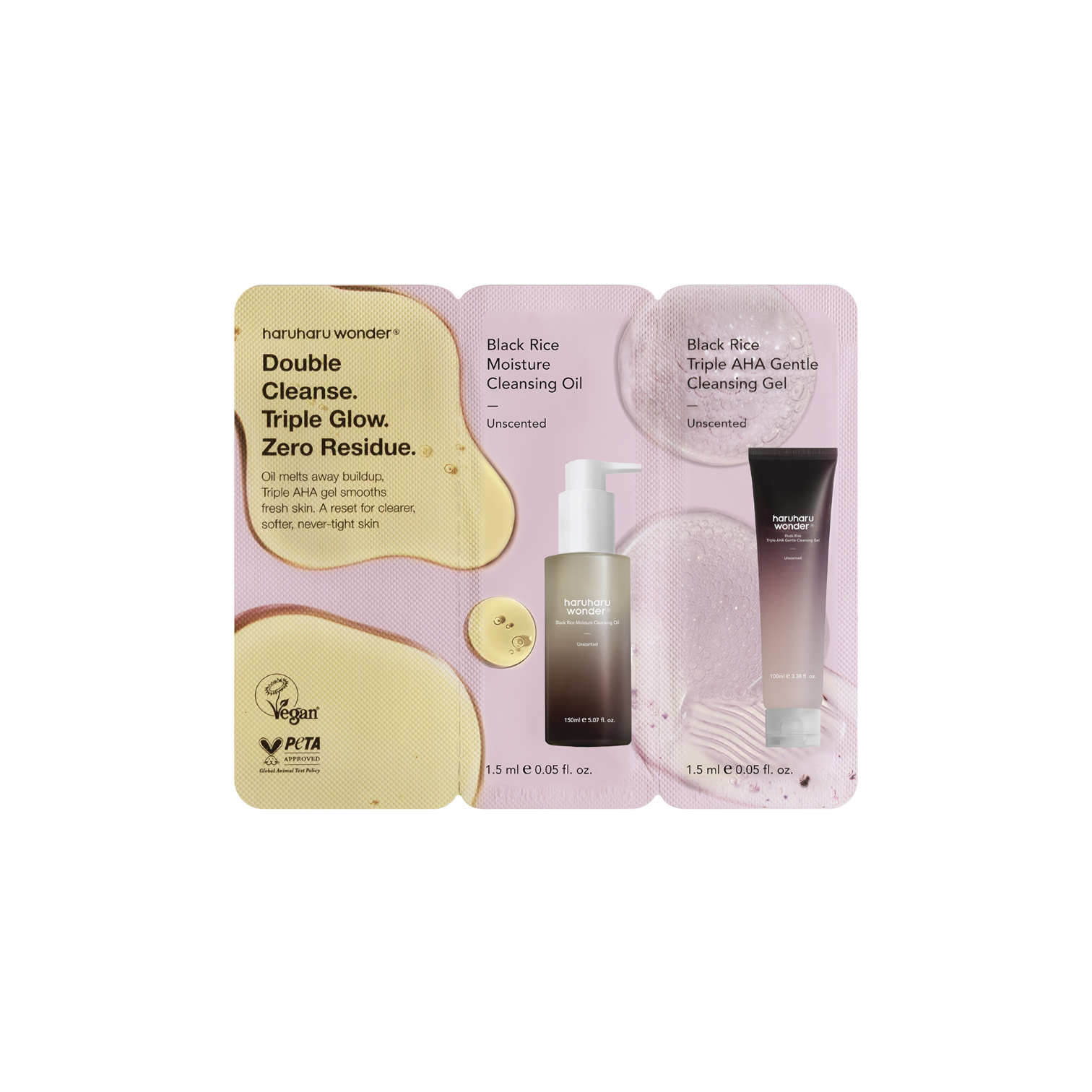 Black Rice Cleansing Oil. AHA Gel Duo